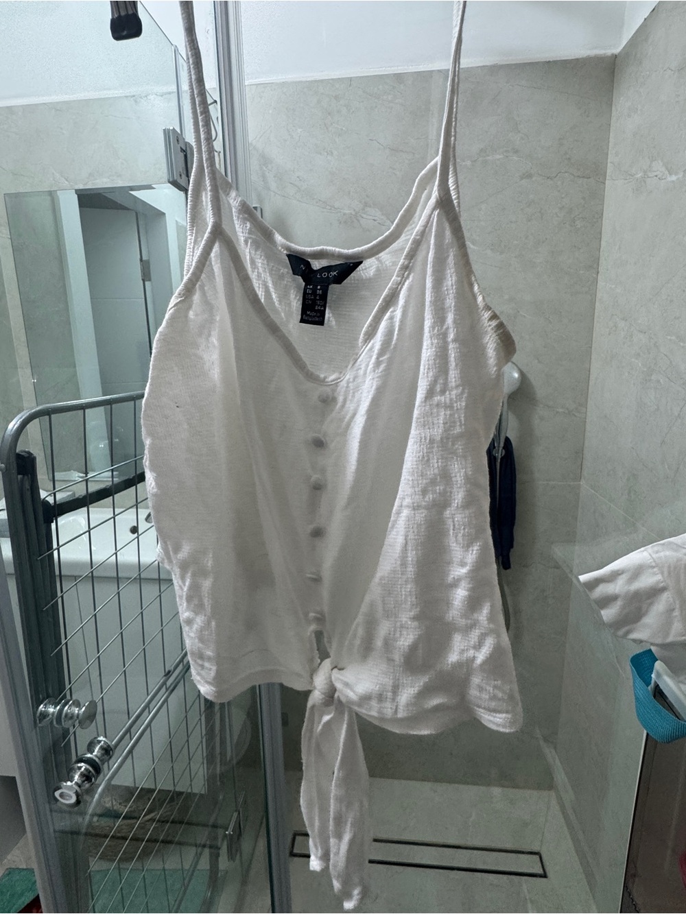 Lightweight White Tie-Front Tank Top